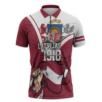 Personalized Latvia Independence Day Zipper Polo Shirt 18th November 1918 - Wonder Print Shop