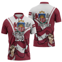 Personalized Latvia Independence Day Zipper Polo Shirt 18th November 1918 - Wonder Print Shop