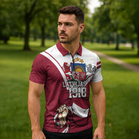 Personalized Latvia Independence Day Zipper Polo Shirt 18th November 1918 - Wonder Print Shop