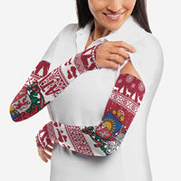 Latvia Christmas Arm Sleeves Priecigus Ziemassvetkus - Wonder Print Shop