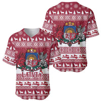 Latvia Christmas Baseball Jersey Priecigus Ziemassvetkus - Wonder Print Shop