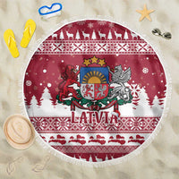Latvia Christmas Beach Blanket Priecigus Ziemassvetkus - Wonder Print Shop