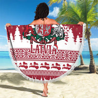 Latvia Christmas Beach Blanket Priecigus Ziemassvetkus - Wonder Print Shop