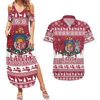 Latvia Christmas Couples Matching Summer Maxi Dress and Hawaiian Shirt Priecigus Ziemassvetkus - Wonder Print Shop