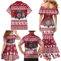 Latvia Christmas Family Matching Mermaid Dress and Hawaiian Shirt Priecigus Ziemassvetkus - Wonder Print Shop