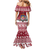 Latvia Christmas Family Matching Mermaid Dress and Hawaiian Shirt Priecigus Ziemassvetkus - Wonder Print Shop