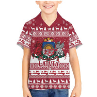Latvia Christmas Family Matching Mermaid Dress and Hawaiian Shirt Priecigus Ziemassvetkus - Wonder Print Shop