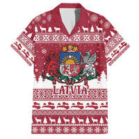 Latvia Christmas Family Matching Off The Shoulder Long Sleeve Dress and Hawaiian Shirt Priecigus Ziemassvetkus - Wonder Print Shop
