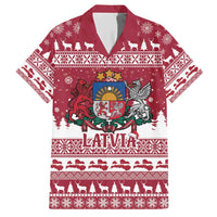 Latvia Christmas Family Matching Short Sleeve Bodycon Dress and Hawaiian Shirt Priecigus Ziemassvetkus - Wonder Print Shop