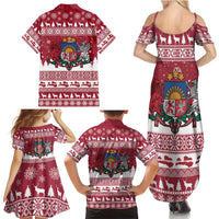 Latvia Christmas Family Matching Summer Maxi Dress and Hawaiian Shirt Priecigus Ziemassvetkus - Wonder Print Shop