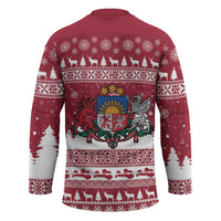 Latvia Christmas Hockey Jersey Priecigus Ziemassvetkus - Wonder Print Shop