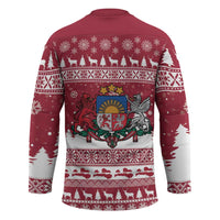Latvia Christmas Hockey Jersey Priecigus Ziemassvetkus - Wonder Print Shop