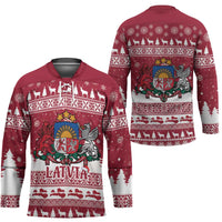 Latvia Christmas Hockey Jersey Priecigus Ziemassvetkus - Wonder Print Shop