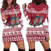 Latvia Christmas Hoodie Dress Priecigus Ziemassvetkus - Wonder Print Shop