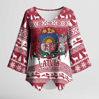 Latvia Christmas Kimono Sleeve Blouse Priecigus Ziemassvetkus - Wonder Print Shop