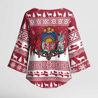 Latvia Christmas Kimono Sleeve Blouse Priecigus Ziemassvetkus - Wonder Print Shop