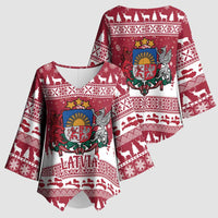Latvia Christmas Kimono Sleeve Blouse Priecigus Ziemassvetkus - Wonder Print Shop