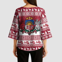 Latvia Christmas Kimono Sleeve Blouse Priecigus Ziemassvetkus - Wonder Print Shop