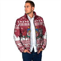 Latvia Christmas Padded Jacket Priecigus Ziemassvetkus - Wonder Print Shop