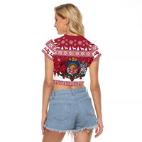 Latvia Christmas Raglan Cropped T Shirt Priecigus Ziemassvetkus - Wonder Print Shop