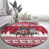 Latvia Christmas Round Carpet Priecigus Ziemassvetkus - Wonder Print Shop