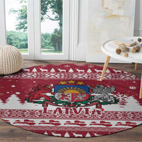 Latvia Christmas Round Carpet Priecigus Ziemassvetkus - Wonder Print Shop