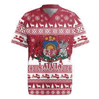 Latvia Christmas Rugby Jersey Priecigus Ziemassvetkus - Wonder Print Shop