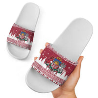 Latvia Christmas Slide Sandals Priecigus Ziemassvetkus - Wonder Print Shop