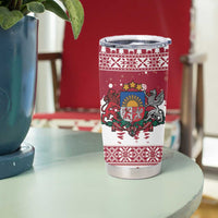 Latvia Christmas Tumbler Cup Priecigus Ziemassvetkus - Wonder Print Shop