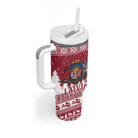 Latvia Christmas Tumbler With Handle Priecigus Ziemassvetkus - Wonder Print Shop
