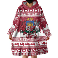 Latvia Christmas Wearable Blanket Hoodie Priecigus Ziemassvetkus - Wonder Print Shop
