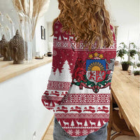Latvia Christmas Women Casual Shirt Priecigus Ziemassvetkus - Wonder Print Shop