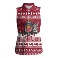 Latvia Christmas Women Sleeveless Polo Shirt Priecigus Ziemassvetkus - Wonder Print Shop