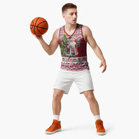 Latvia Christmas Basketball Jersey Ziemassvetku Vecitis Christmas Pattern - Wonder Print Shop