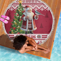 Latvia Christmas Beach Blanket Ziemassvetku Vecitis Christmas Pattern - Wonder Print Shop