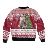 Latvia Christmas Bomber Jacket Ziemassvetku Vecitis Christmas Pattern - Wonder Print Shop