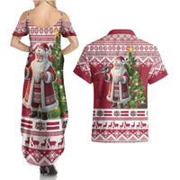 Latvia Christmas Couples Matching Summer Maxi Dress and Hawaiian Shirt Ziemassvetku Vecitis Christmas Pattern - Wonder Print Shop