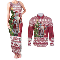 Latvia Christmas Couples Matching Tank Maxi Dress and Long Sleeve Button Shirt Ziemassvetku Vecitis Christmas Pattern - Wonder Print Shop