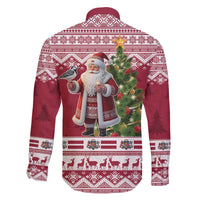 Latvia Christmas Family Matching Off The Shoulder Long Sleeve Dress and Hawaiian Shirt Ziemassvetku Vecitis Christmas Pattern - Wonder Print Shop