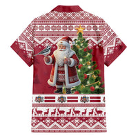 Latvia Christmas Family Matching Off Shoulder Maxi Dress and Hawaiian Shirt Ziemassvetku Vecitis Christmas Pattern - Wonder Print Shop