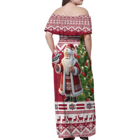 Latvia Christmas Family Matching Off Shoulder Maxi Dress and Hawaiian Shirt Ziemassvetku Vecitis Christmas Pattern - Wonder Print Shop