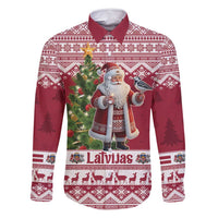 Latvia Christmas Family Matching Off Shoulder Short Dress and Hawaiian Shirt Ziemassvetku Vecitis Christmas Pattern - Wonder Print Shop