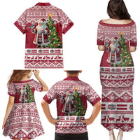Latvia Christmas Family Matching Puletasi and Hawaiian Shirt Ziemassvetku Vecitis Christmas Pattern - Wonder Print Shop