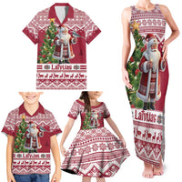 Latvia Christmas Family Matching Tank Maxi Dress and Hawaiian Shirt Ziemassvetku Vecitis Christmas Pattern - Wonder Print Shop
