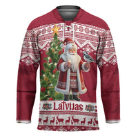 Latvia Christmas Hockey Jersey Ziemassvetku Vecitis Christmas Pattern - Wonder Print Shop