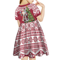 Latvia Christmas Kid Short Sleeve Dress Ziemassvetku Vecitis Christmas Pattern - Wonder Print Shop