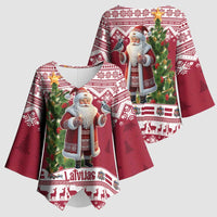 Latvia Christmas Kimono Sleeve Blouse Ziemassvetku Vecitis Christmas Pattern - Wonder Print Shop