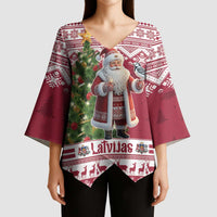 Latvia Christmas Kimono Sleeve Blouse Ziemassvetku Vecitis Christmas Pattern - Wonder Print Shop