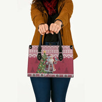 Latvia Christmas Leather Bag Ziemassvetku Vecitis Christmas Pattern - Wonder Print Shop