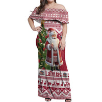 Latvia Christmas Off Shoulder Maxi Dress Ziemassvetku Vecitis Christmas Pattern - Wonder Print Shop